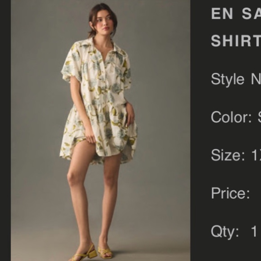 Anthropologie EN SAISON PUFF-SLEEVE
SHIRT DRESS